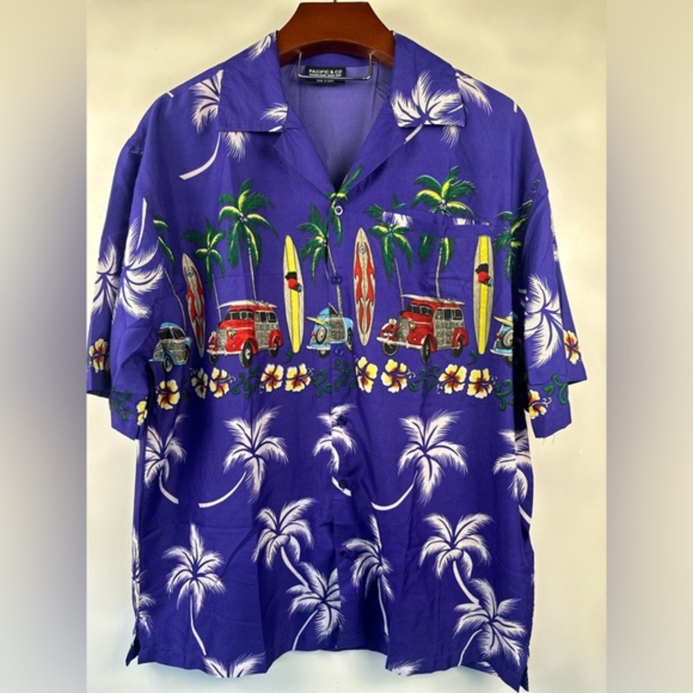 Pacific Legend Hawaiian Button Front Shirt Men's XL Multicolor Golf Island Aloha